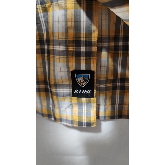 Kuhl Mens Shirt Medium M Button Up Short Sleeve Plaid Orange Outdoor - Picture 5 of 8
